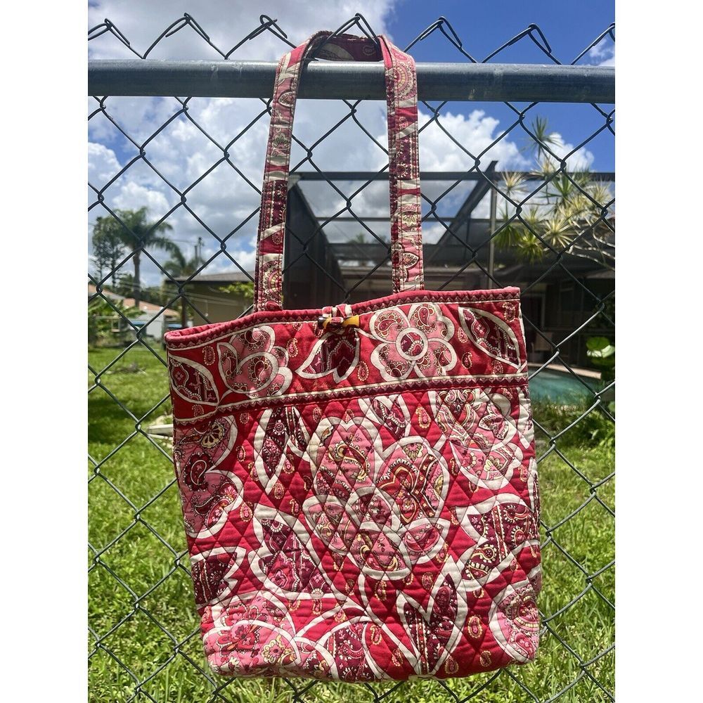 Vera Bradley Rosy Poises Shoulder Bag Quilted Coastal Grandma Cottagecore Retro